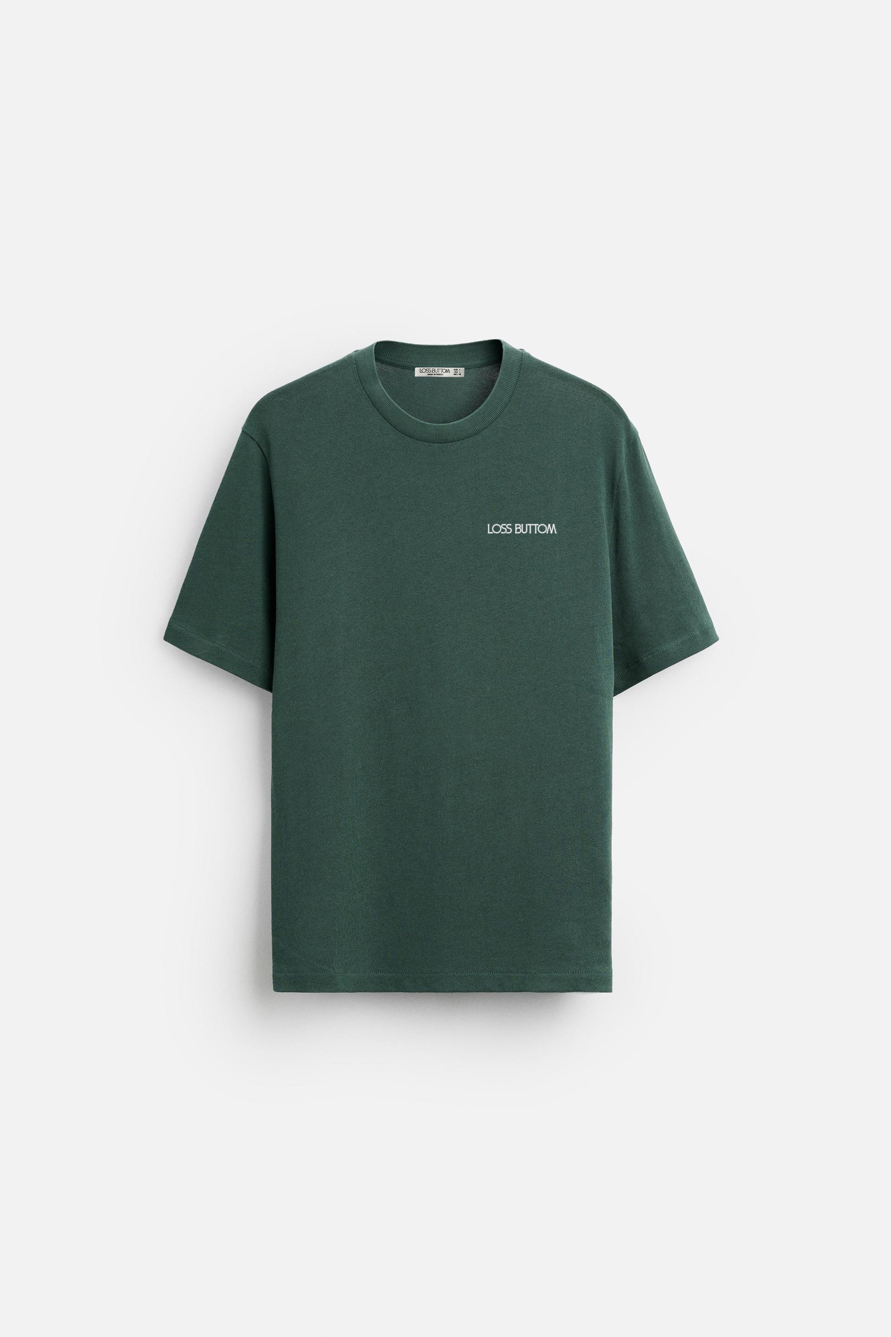 Oversize Basic Kabartma Baskı Tek Renk T-Shirt