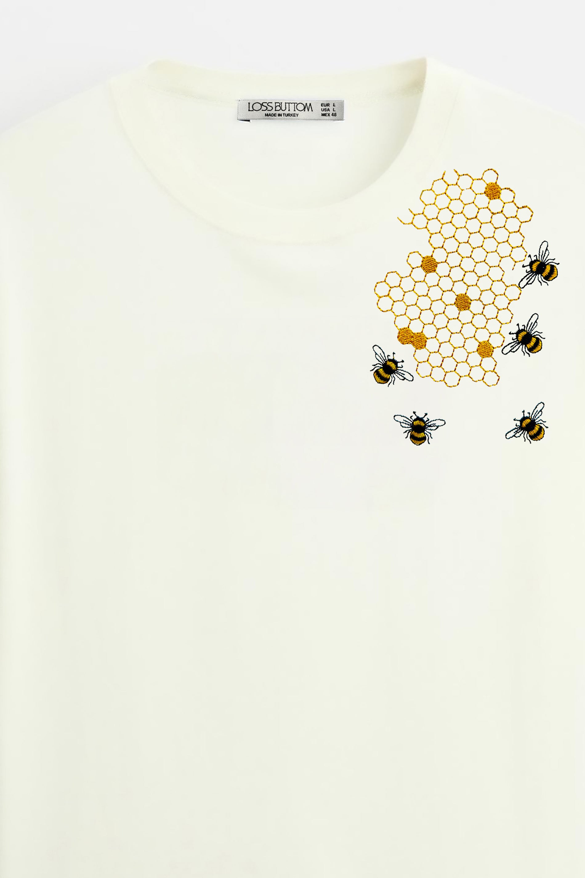 Oversize T-Shirt Bee Honey Nakış - Loss Buttom