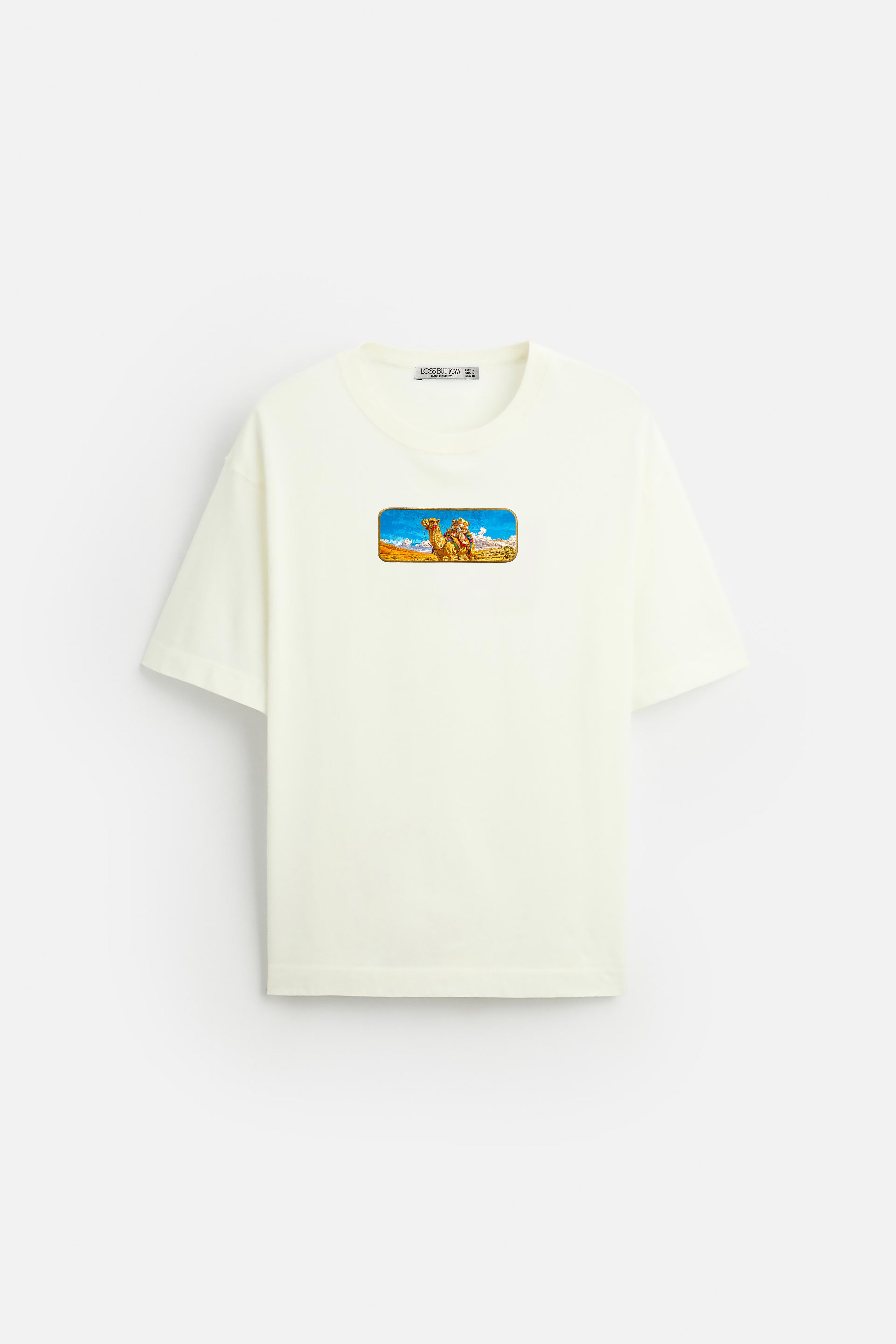 Oversize T-Shirt Camel Kenar Buttom Nakış
