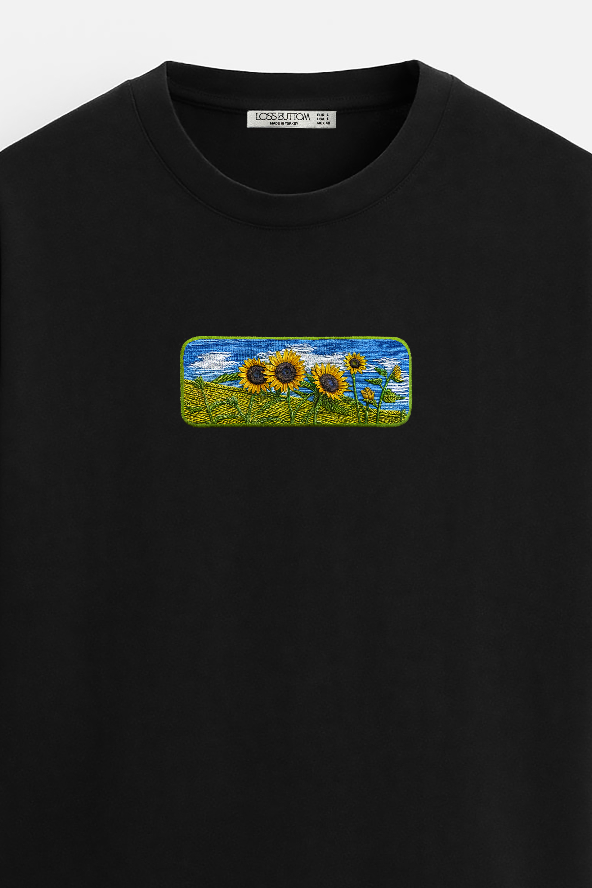 Oversize T-Shirt Daisy Buttom Kenar Nakış