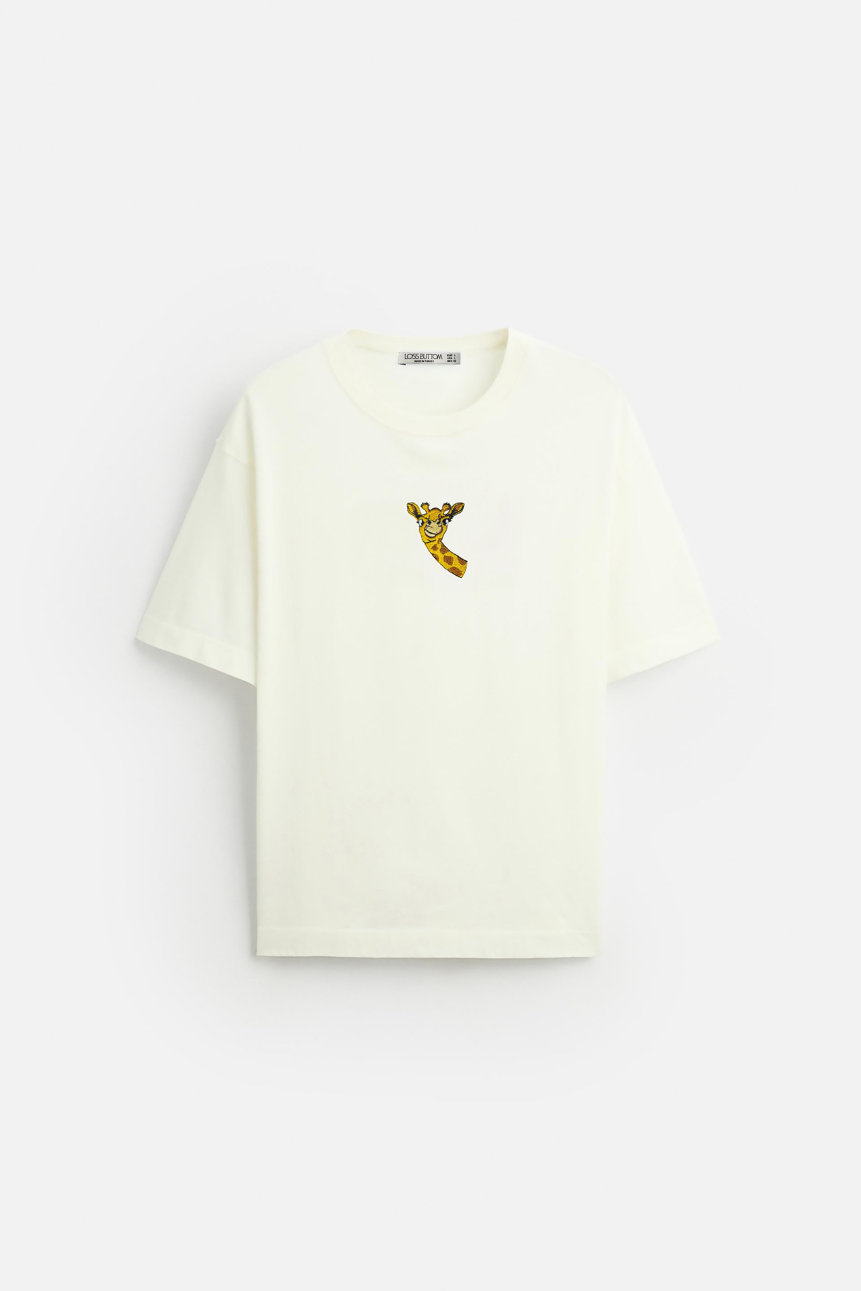 Oversize T-Shirt Giraffe Nakış - Loss Buttom