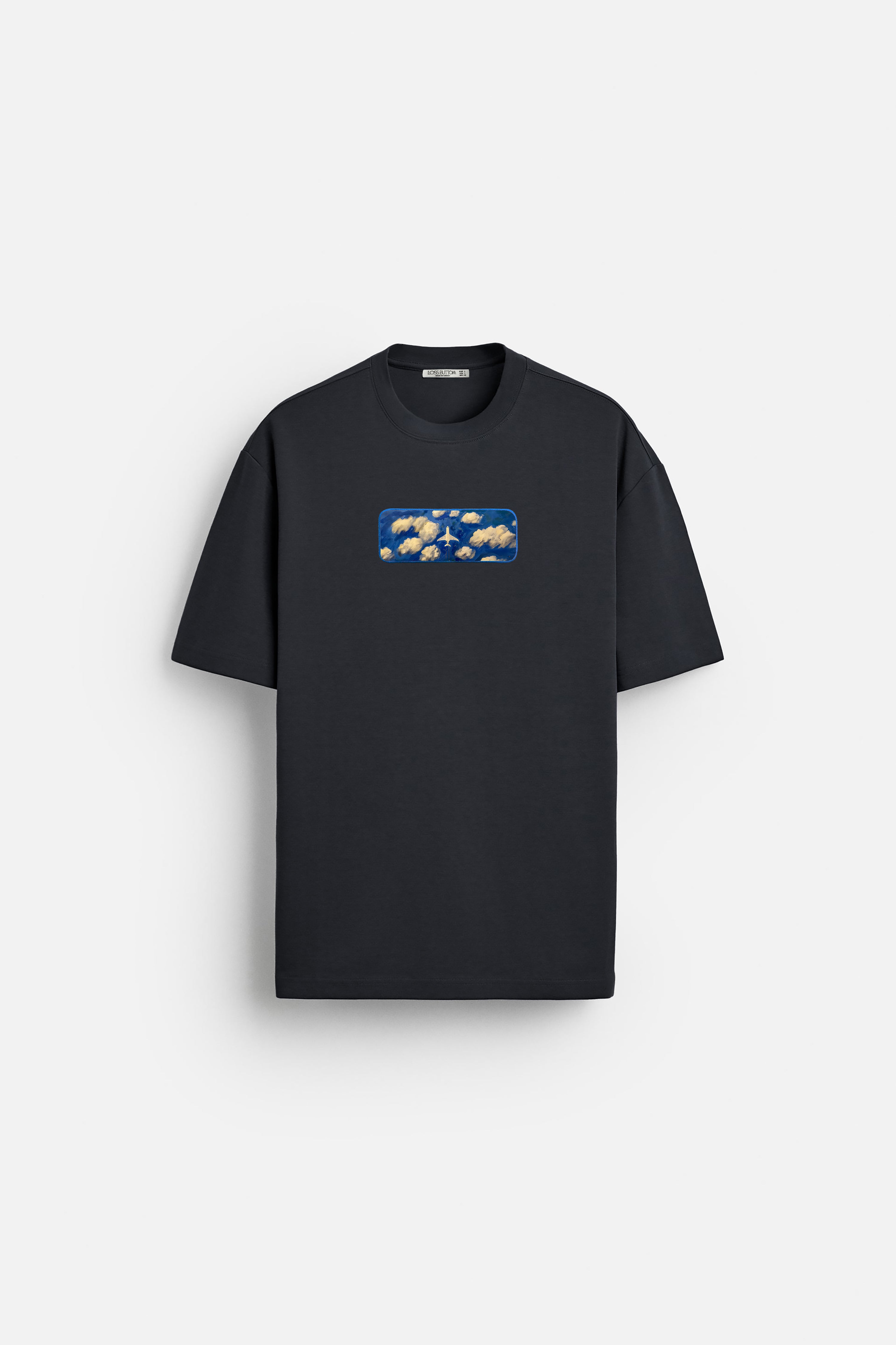 Oversize T-Shirt Plane Maldives Buttom Kenar Nakış