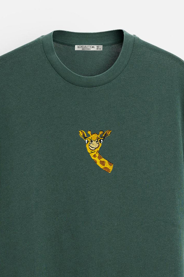 Oversize T-Shirt Giraffe Nakış