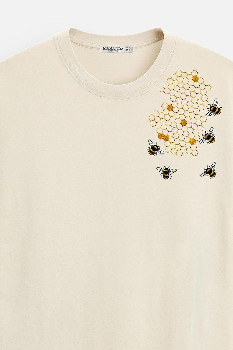 Oversize T-Shirt Bee Honey Nakış