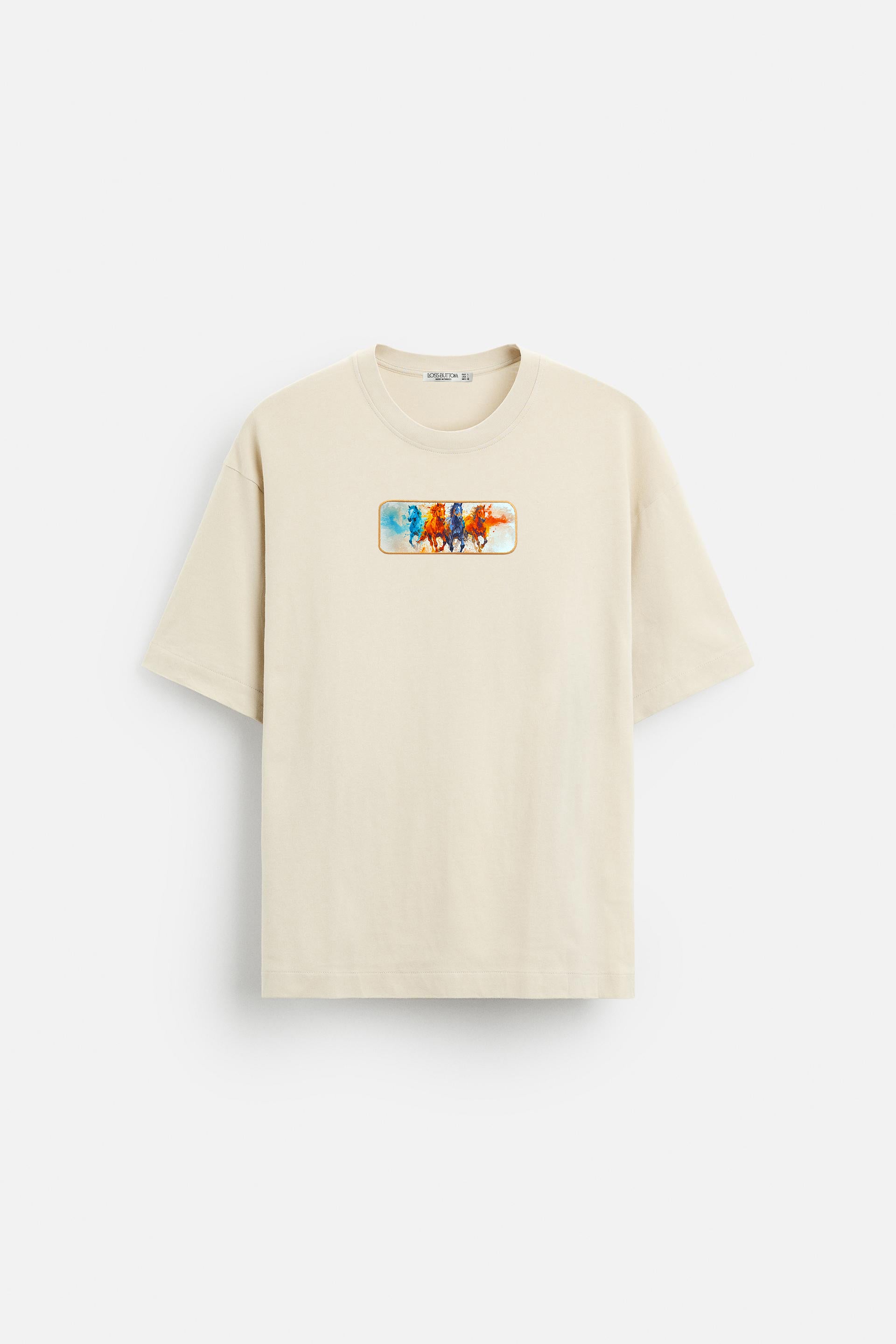 Oversize T-Shirt Horse's Kenar Buttom Nakış