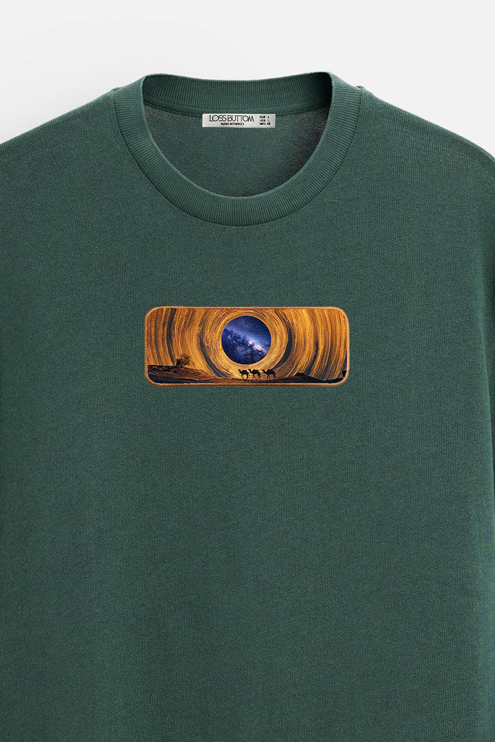Oversize T-Shirt Space Sahra Kenar Buttom Nakış
