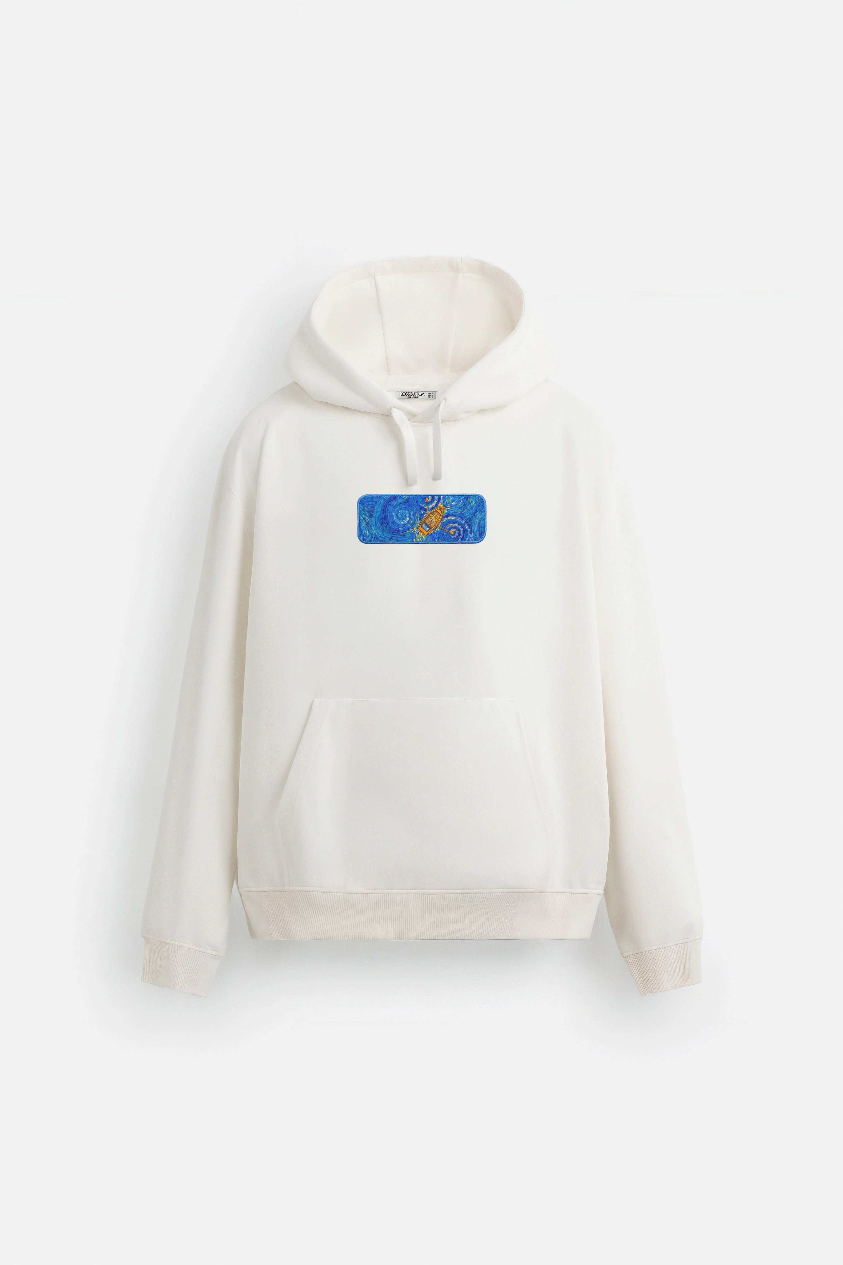 Oversize Hoodie Alone Boat Kenar Buttom Nakış