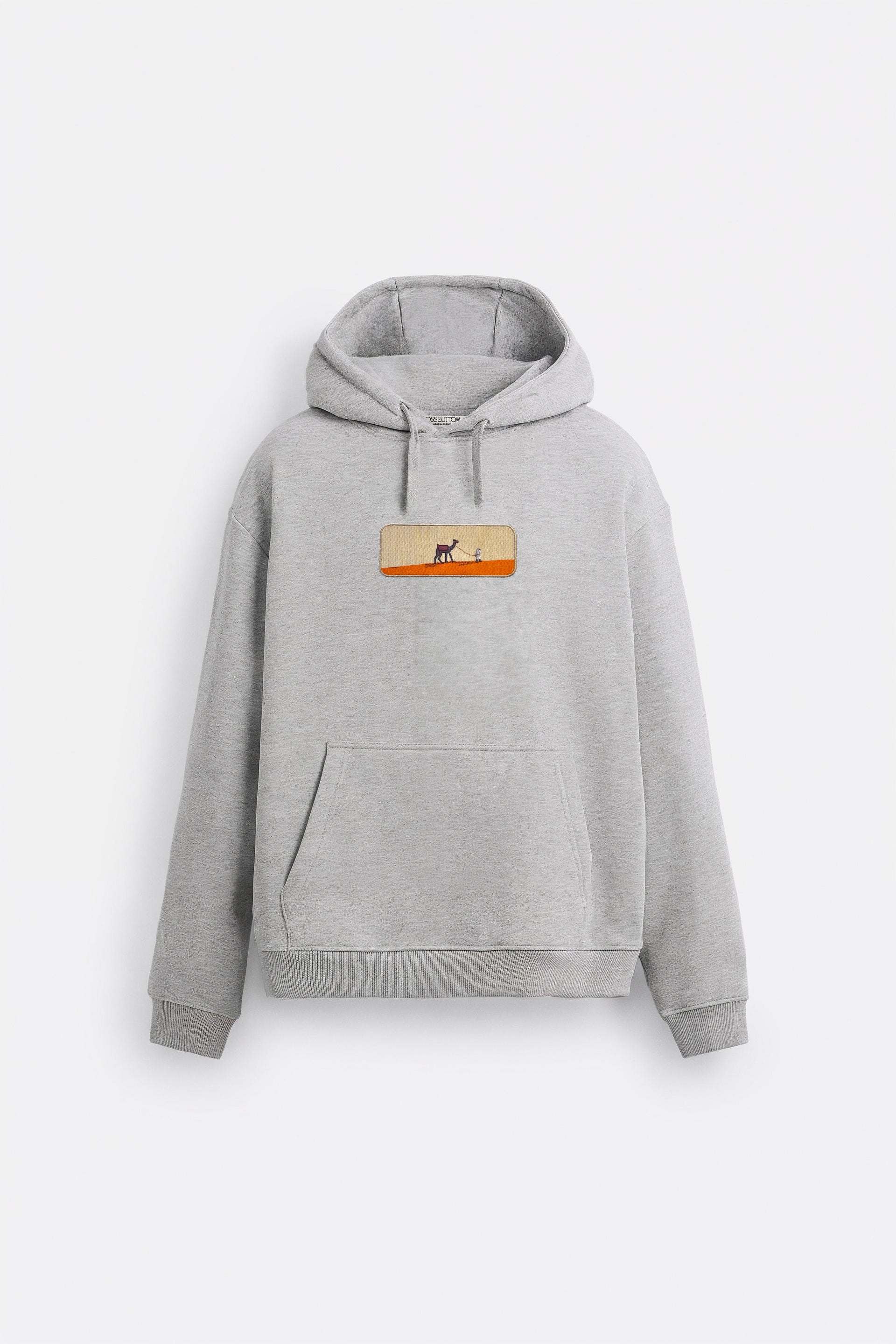 Oversize Hoodie Camel Kenar Buttom Nakış