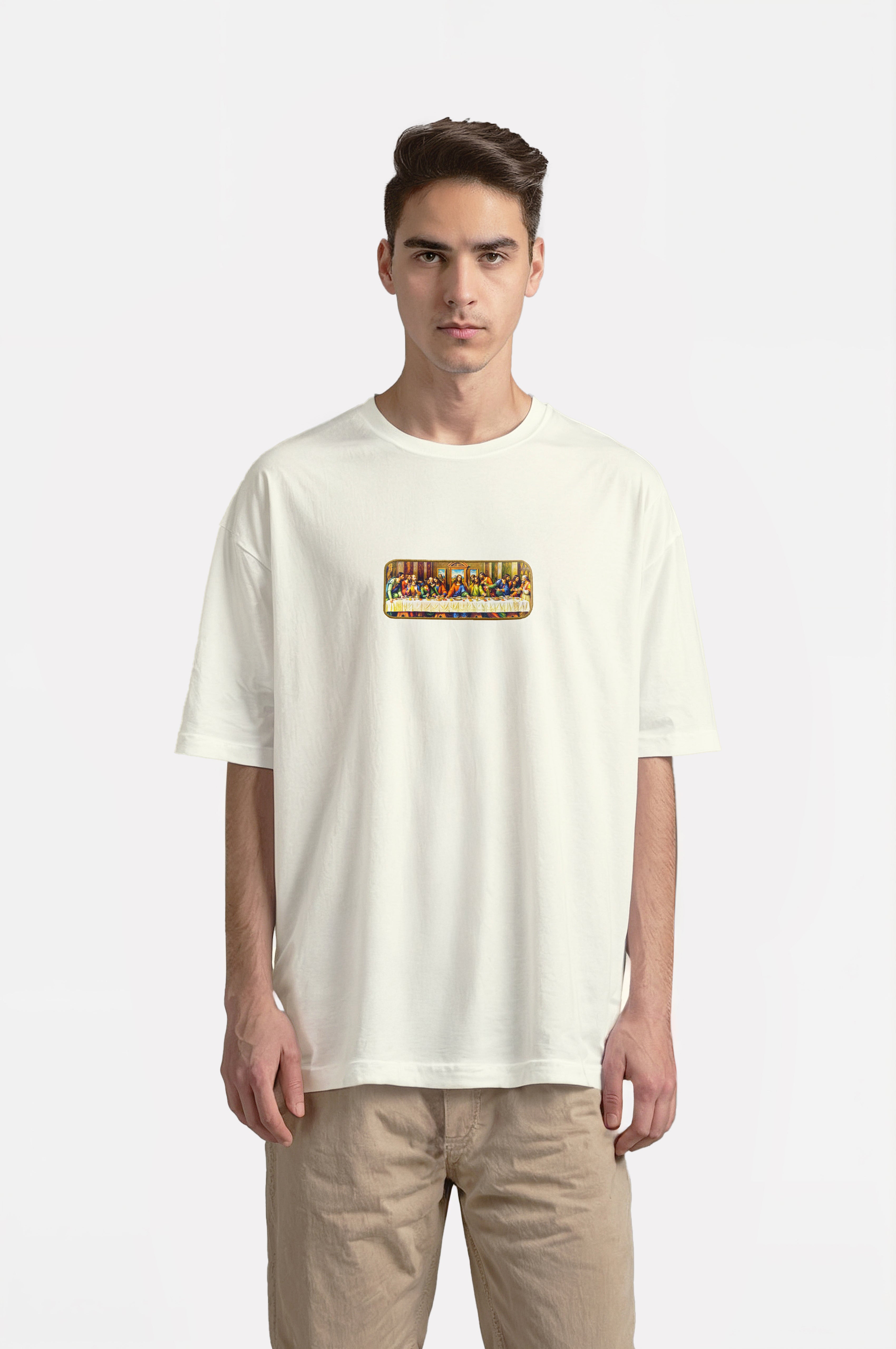 Oversize T-Shirt The Last Supper Kenar Buttom Nakış