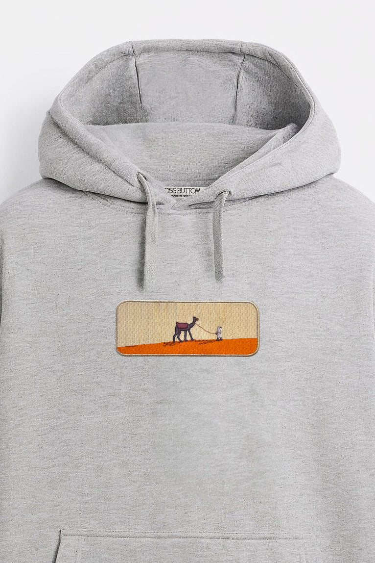 Oversize Hoodie Camel Kenar Buttom Nakış