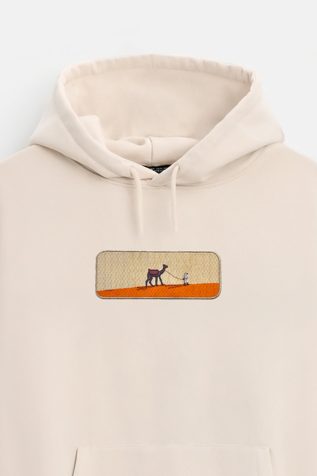 Oversize Hoodie Camel Kenar Buttom Nakış