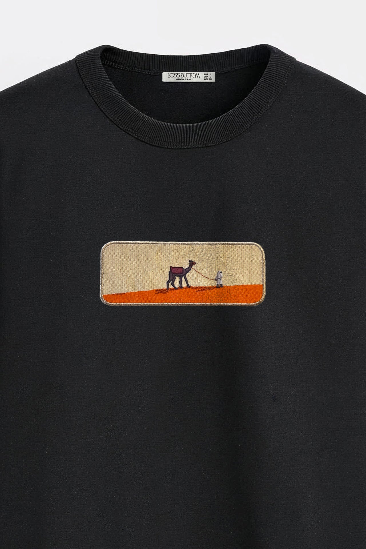 Camel Kenar Nakışlı  Oversize Sweatshirt