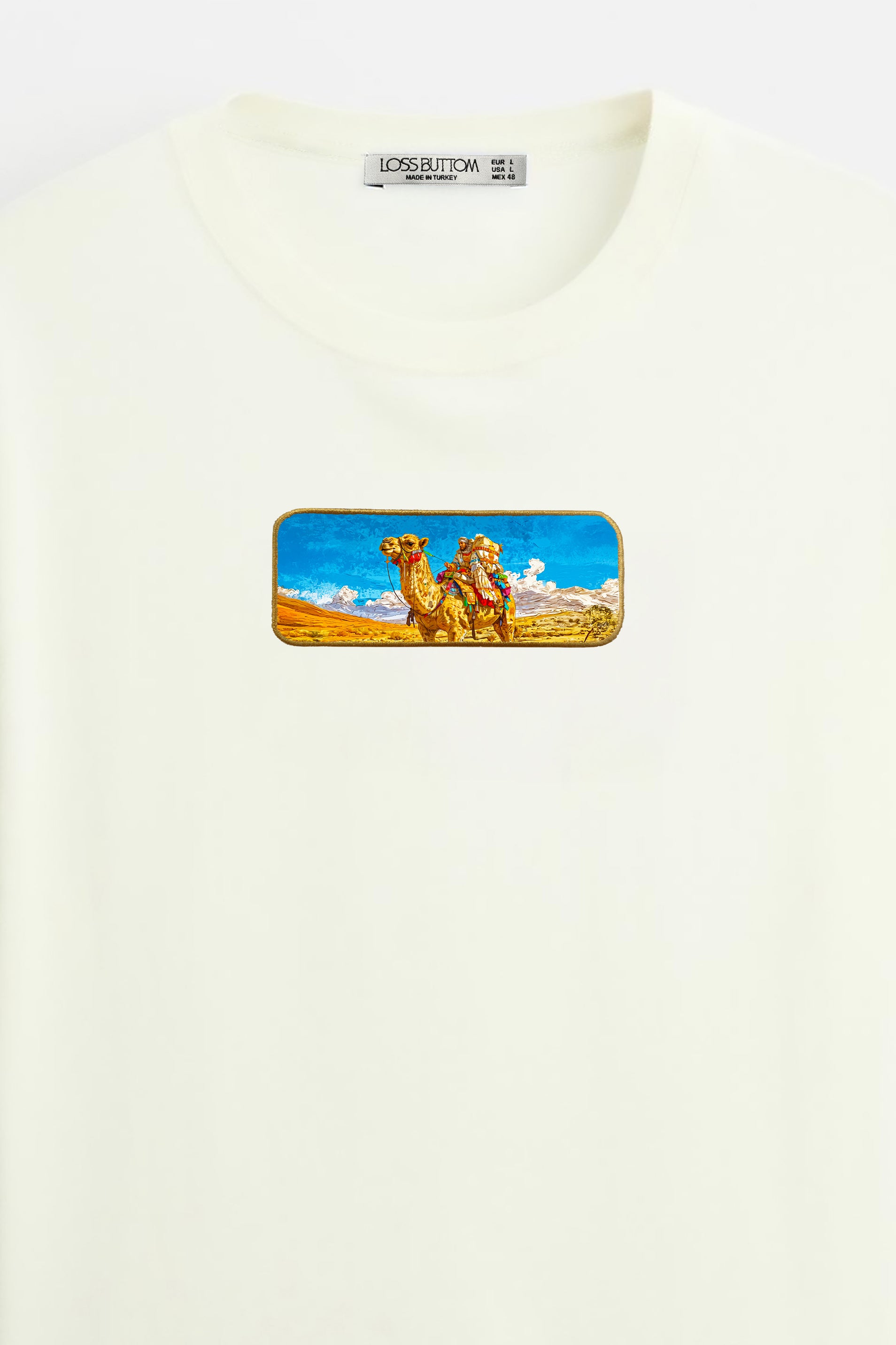 Oversize T-Shirt Camel Kenar Buttom Nakış