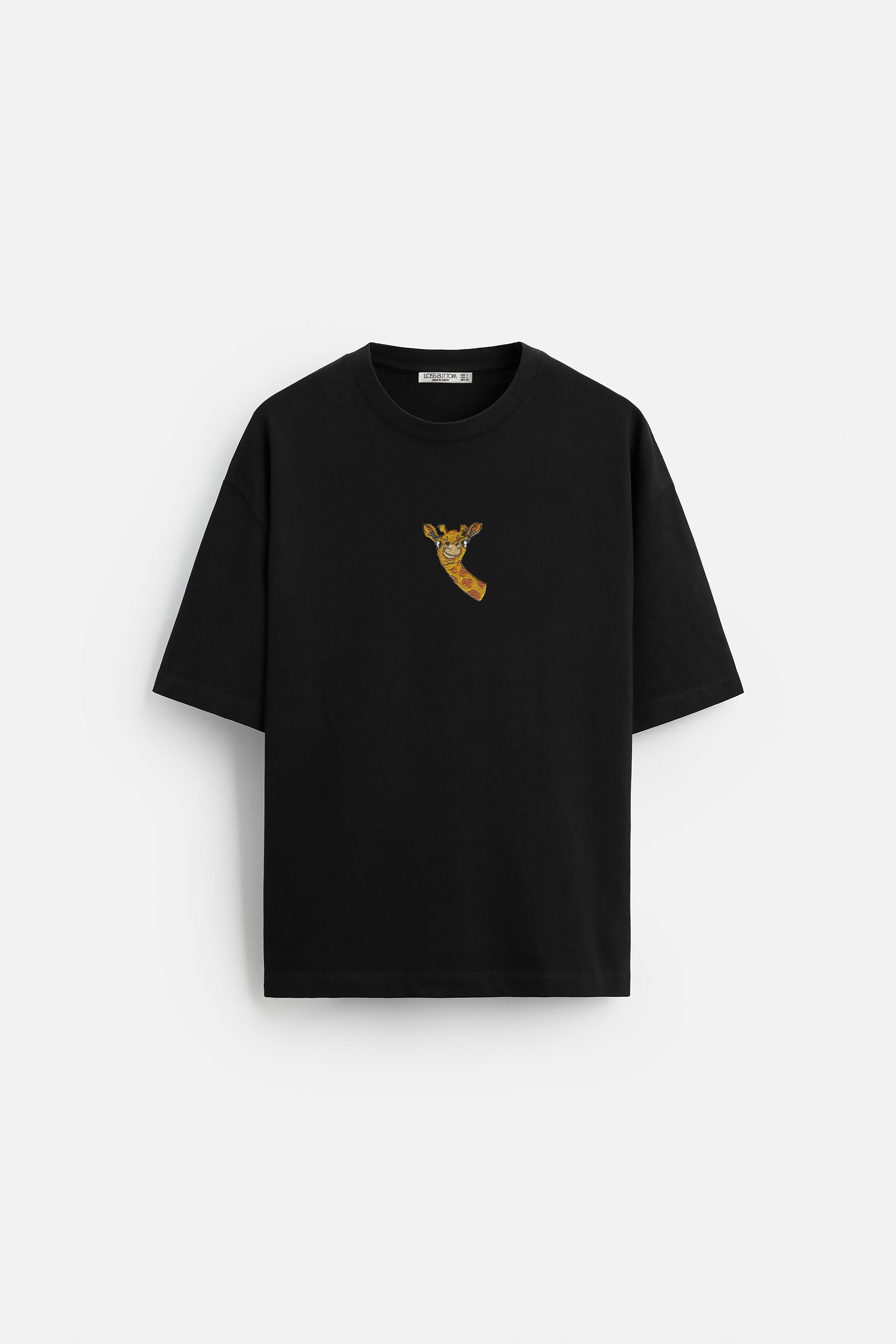 Oversize T-Shirt Giraffe Nakış - Loss Buttom